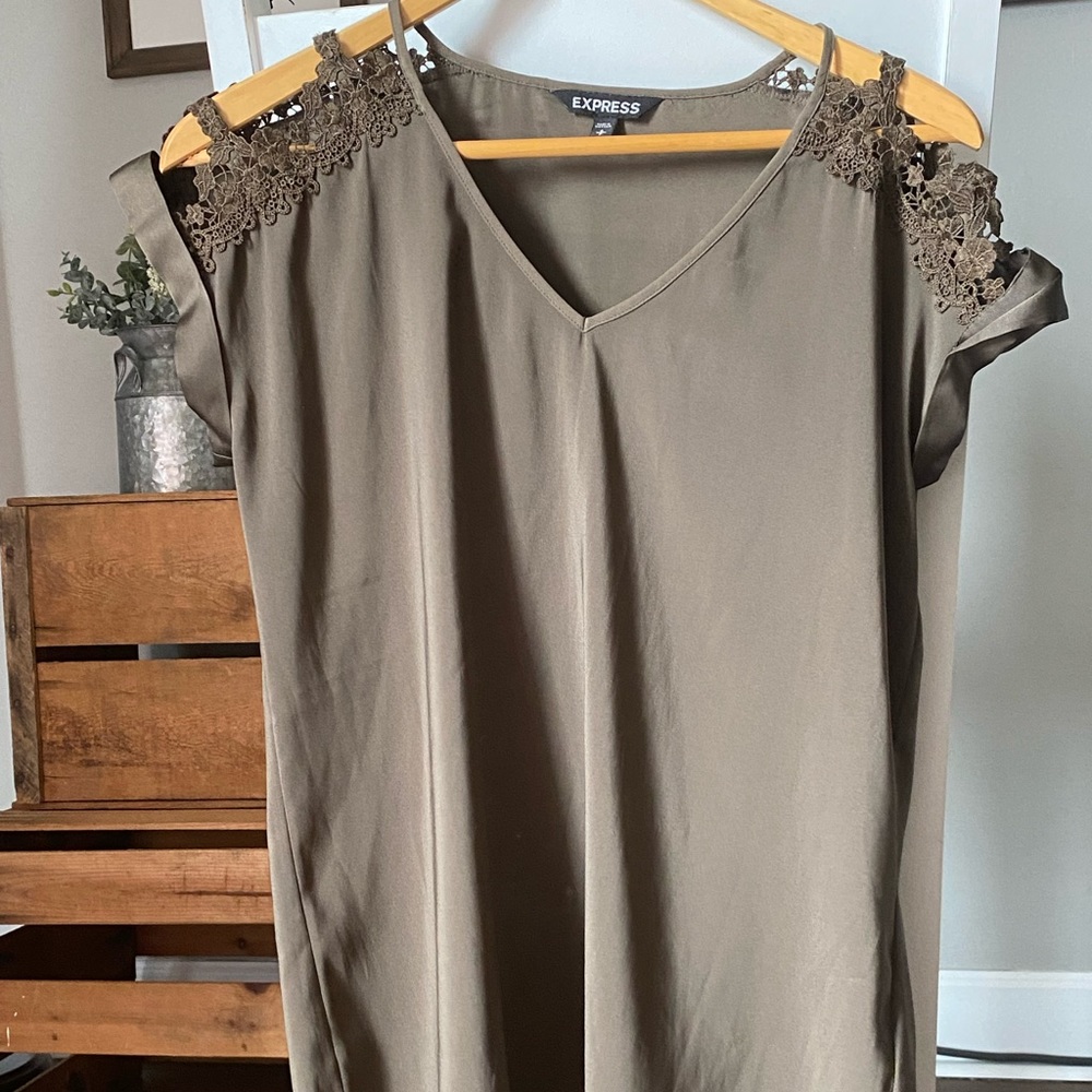 Army green Express short sleeve blouse